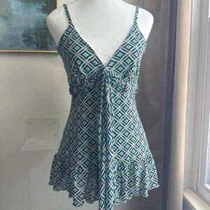 Ideology Y2K Mesh Print Babydoll Top